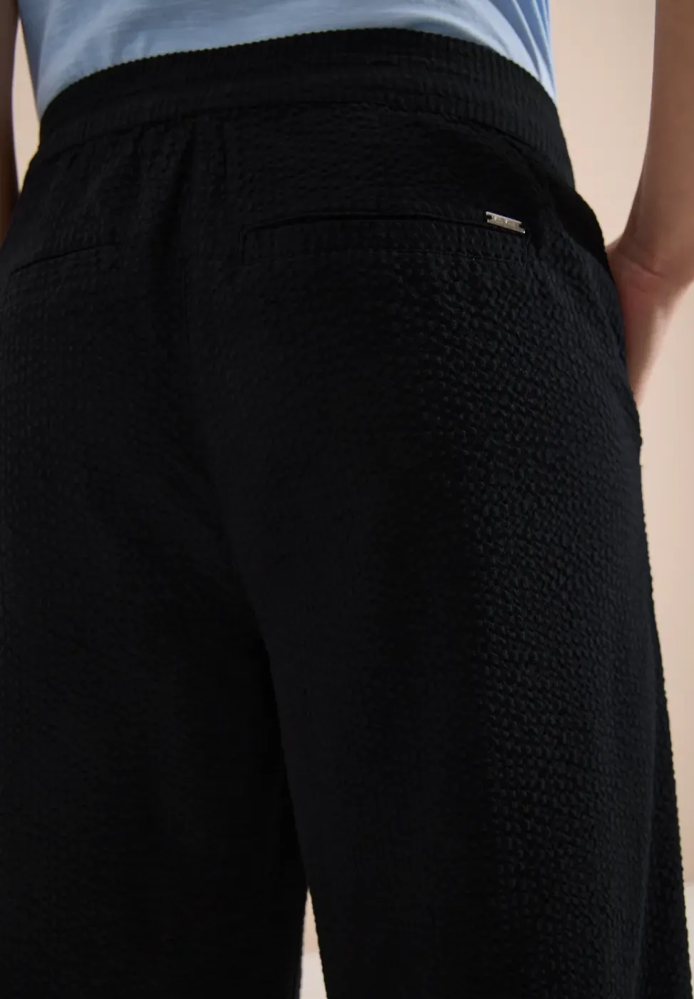 Wide Leg pantalon en qualité seersucker