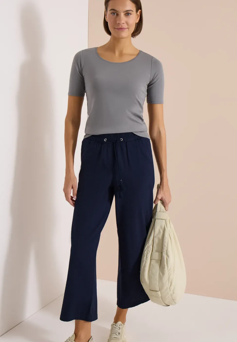 Wide Leg pantalon en qualité seersucker