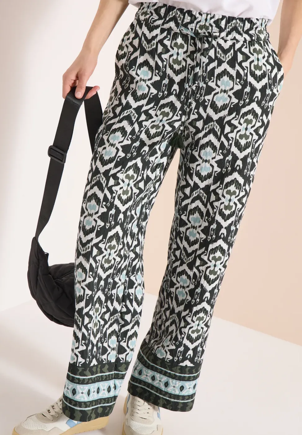 Wide Leg Pantalon Loose Fit avec imprimé