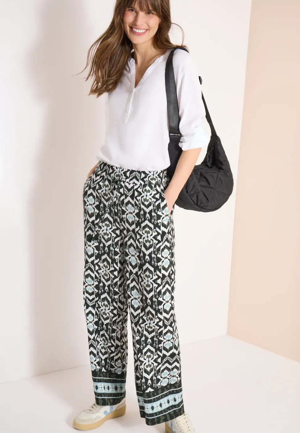 Wide Leg Pantalon Loose Fit avec imprimé