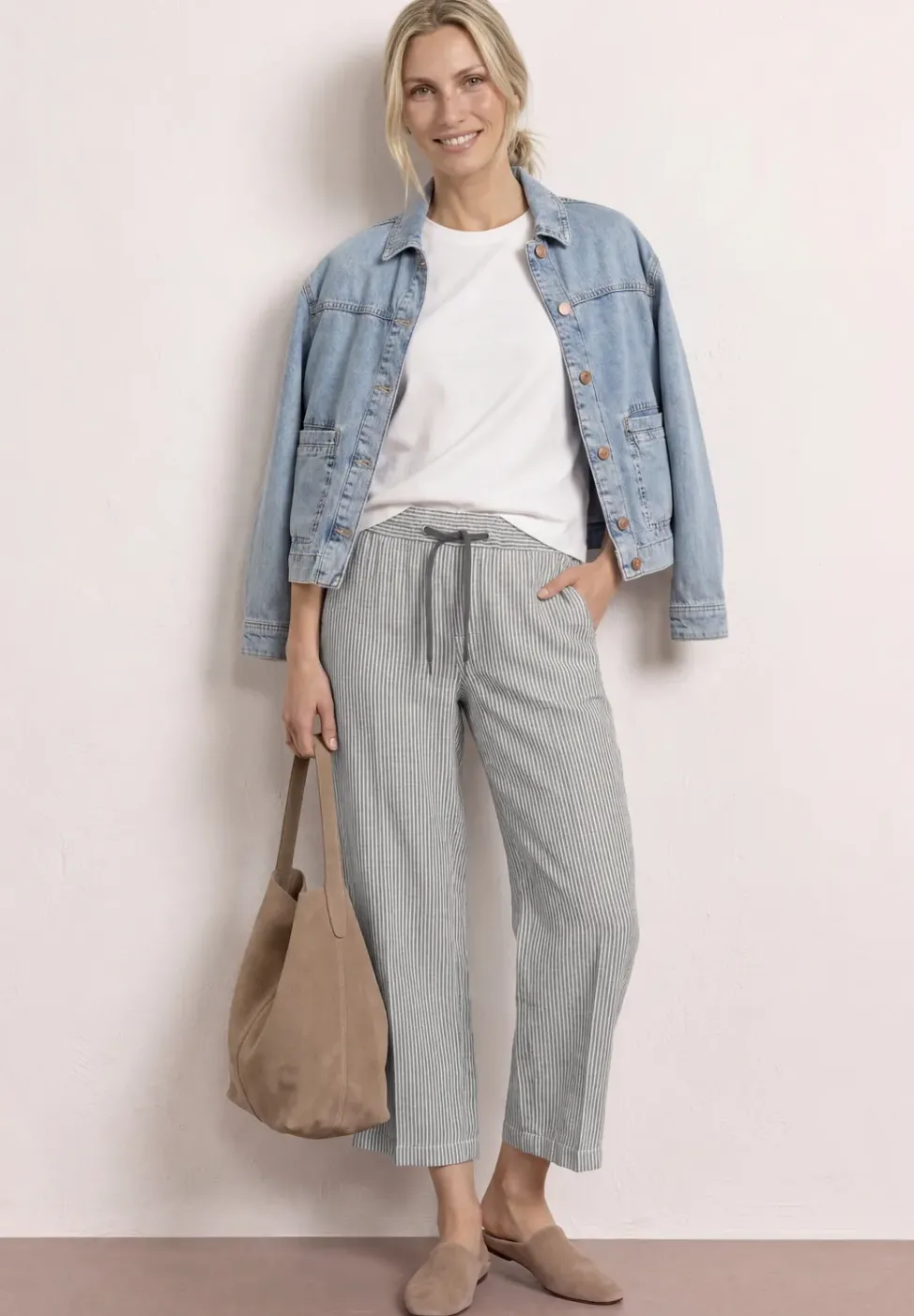 Wide Leg Pantalon Loose Fit en lin