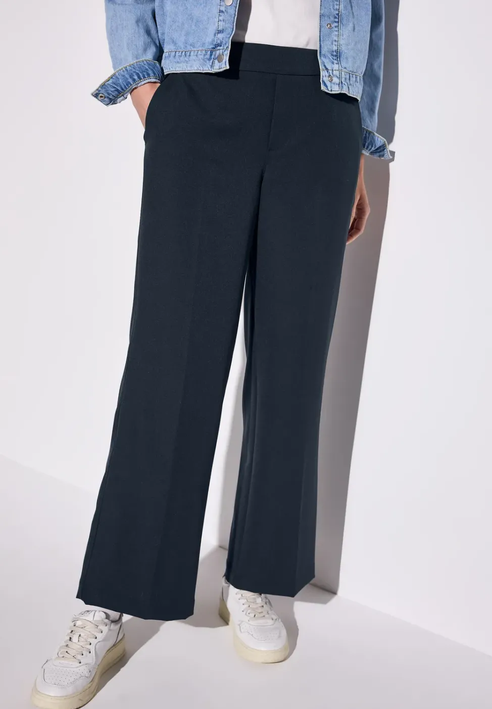 Wide Leg Twill Pantalon