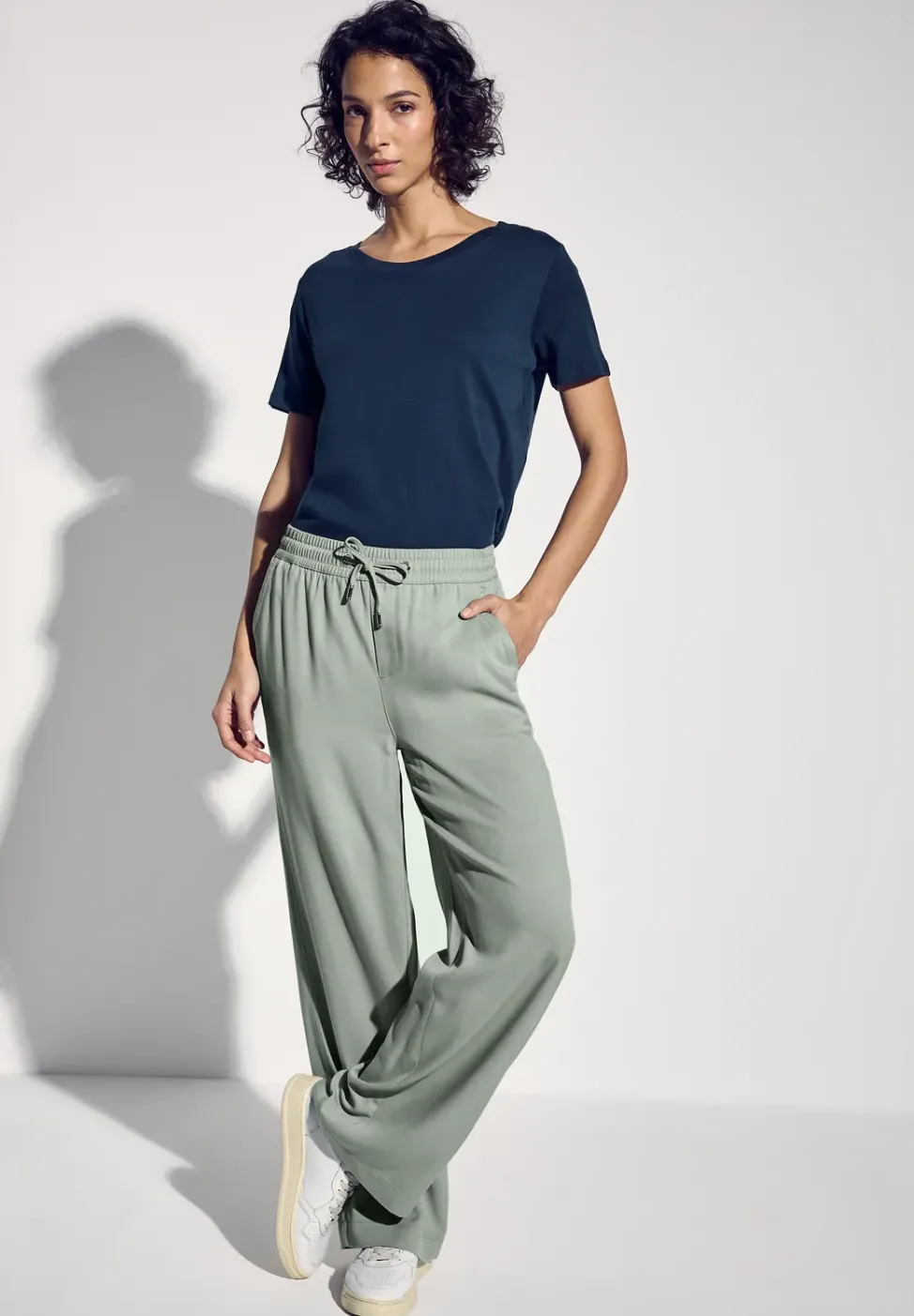 Wide Leg Twill Pantalon