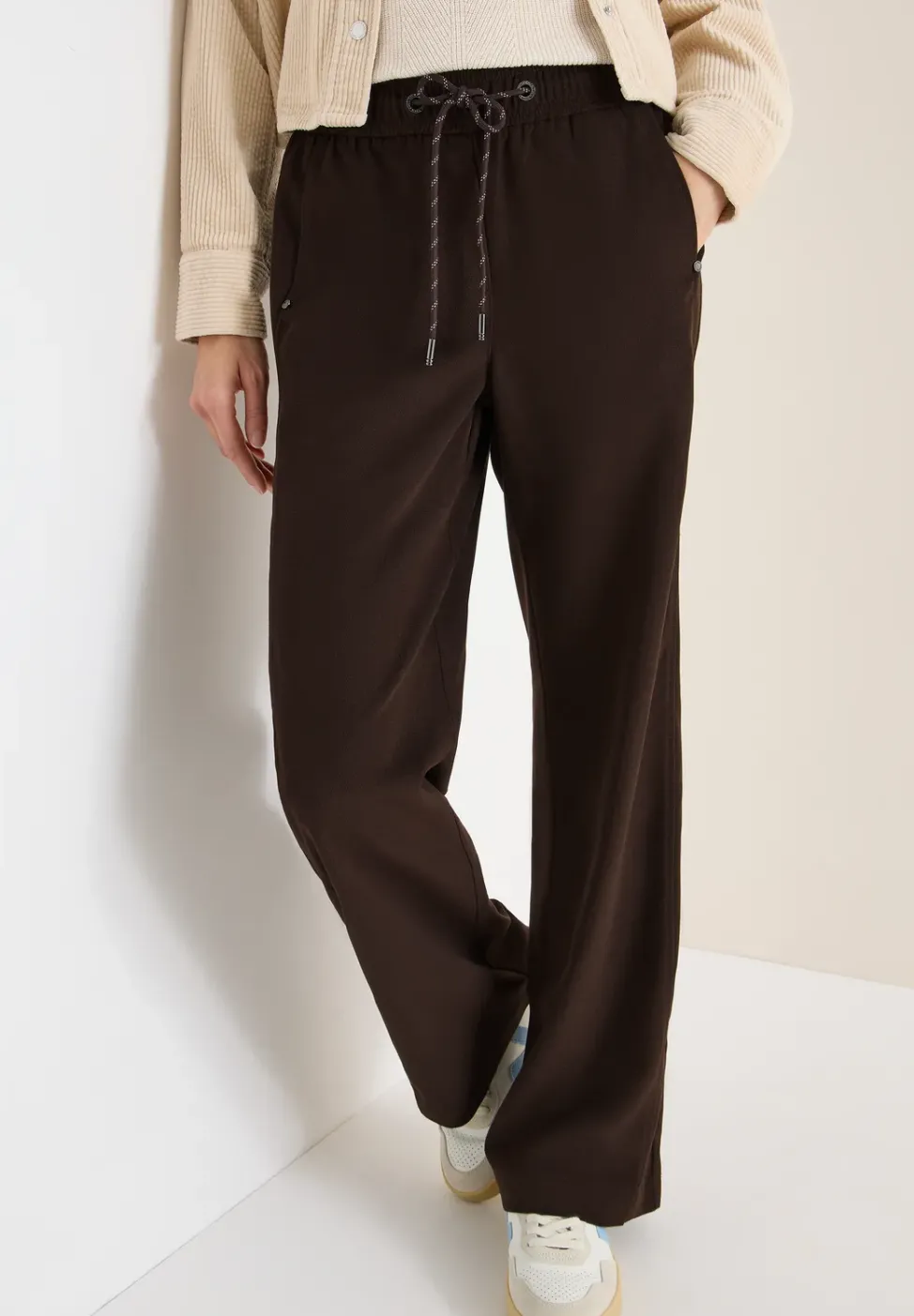 Wide Leg Twill Pantalon