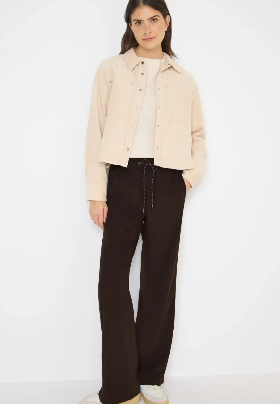 Wide Leg Twill Pantalon