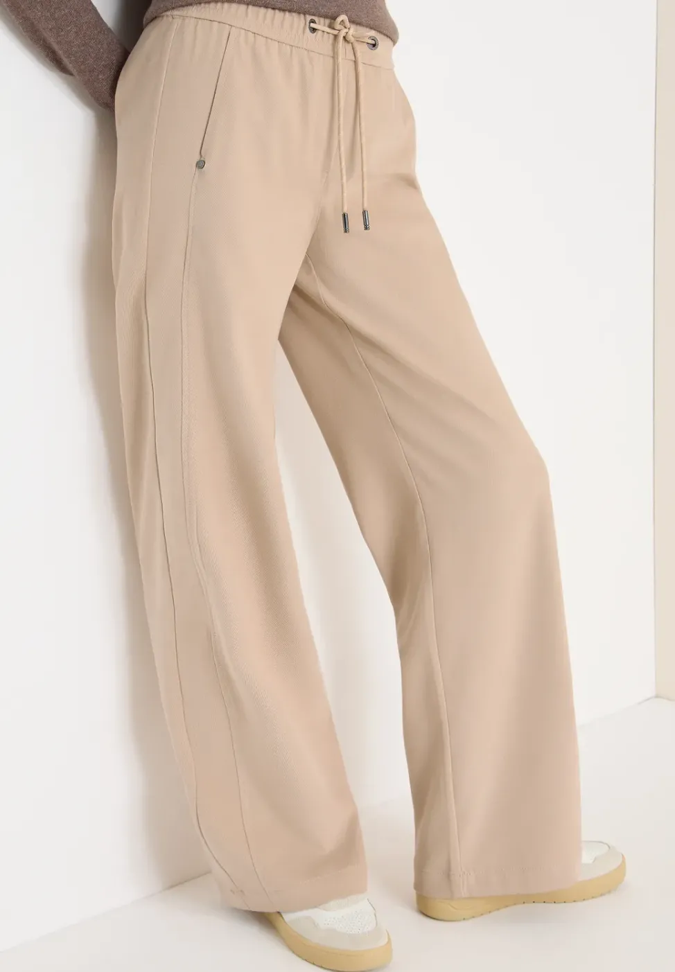 Wide Leg Twill Pantalon